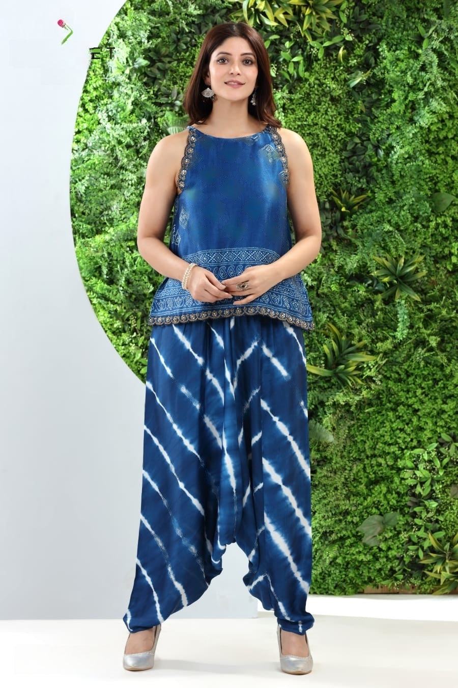 Blue fancy dhoti suit