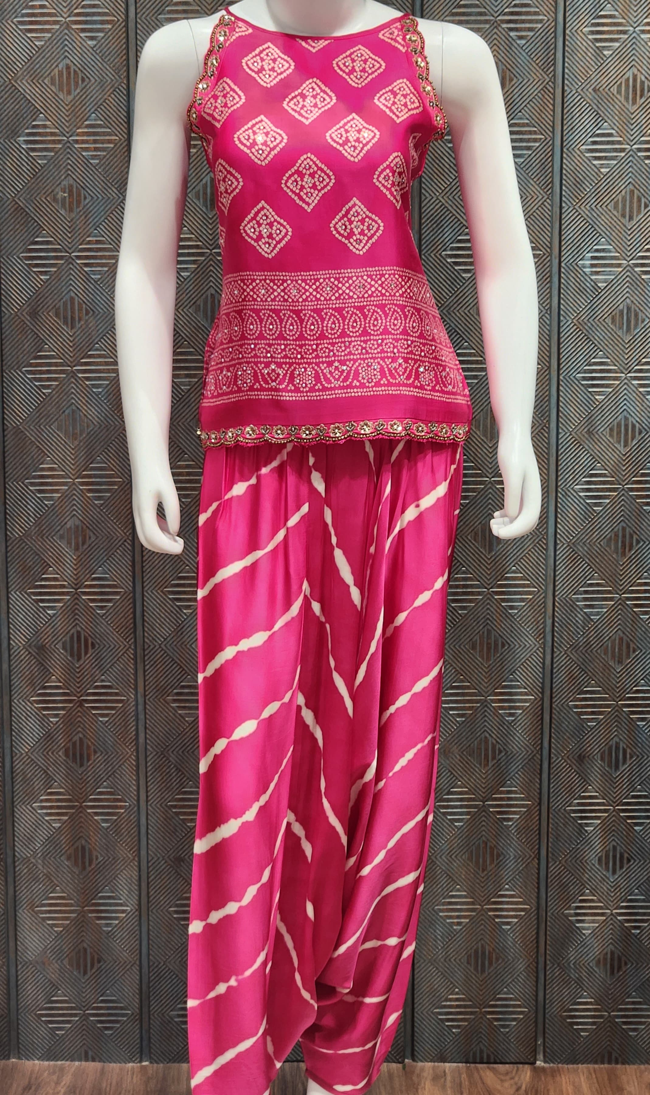 Pink fancy dhoti suit