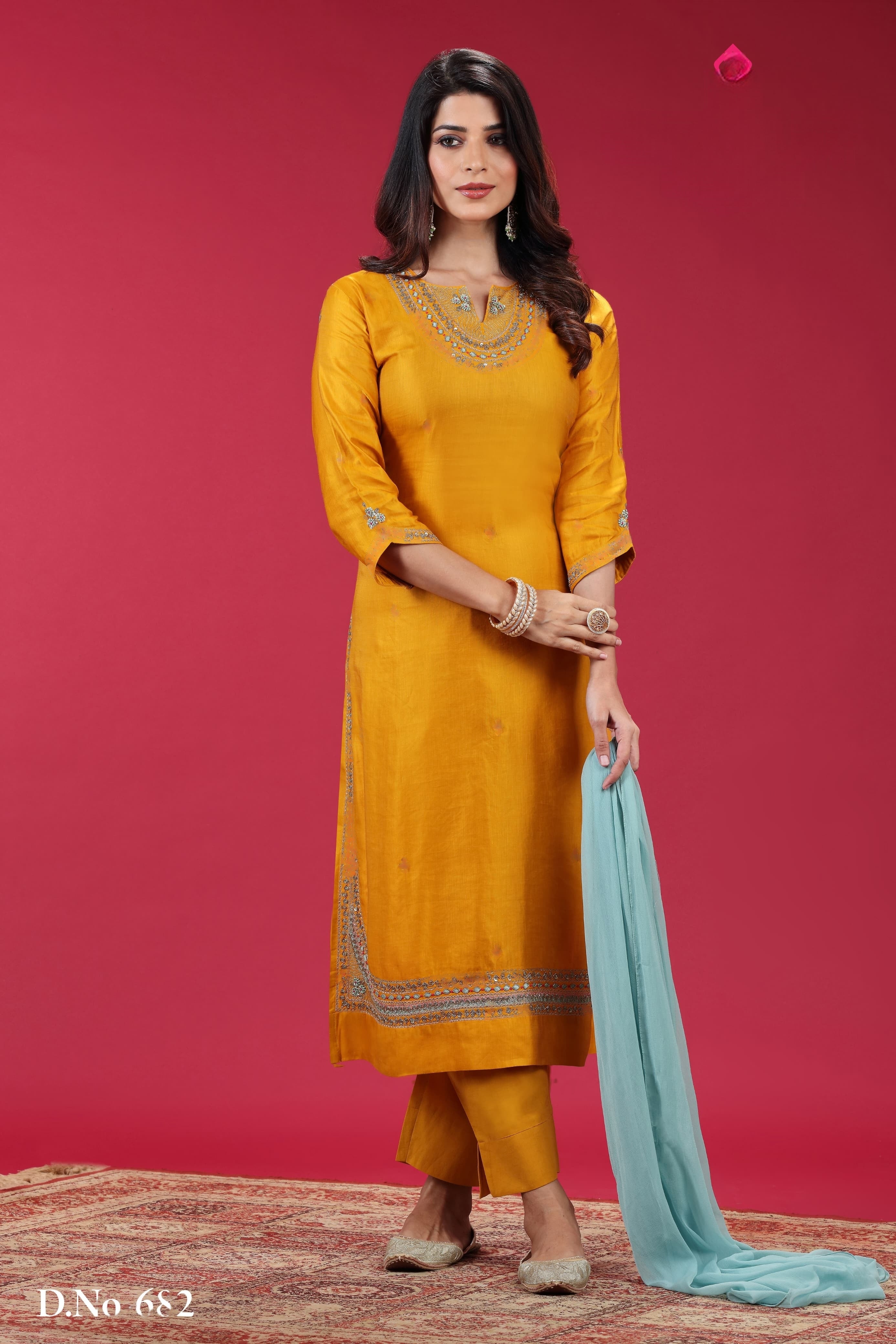 Beautiful gold mustard silk salwar suit