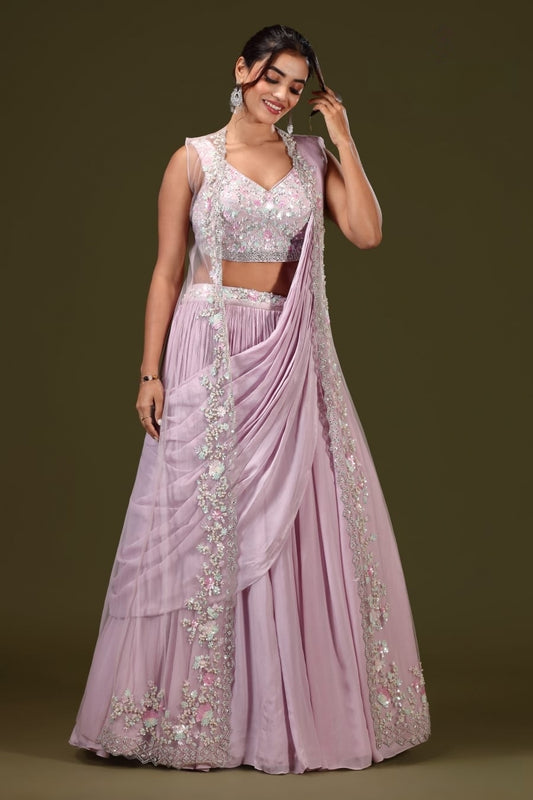 Beautiful Lavender  shrug style indowestern