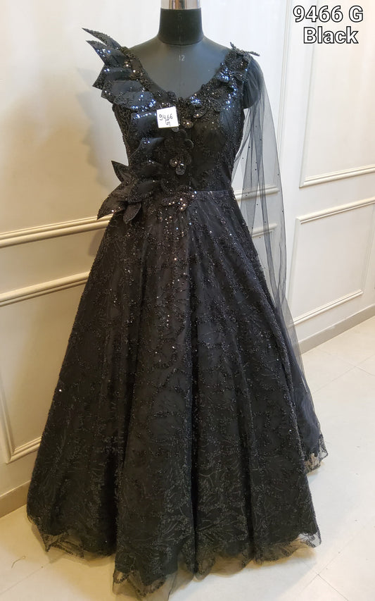 Black net fancy gown