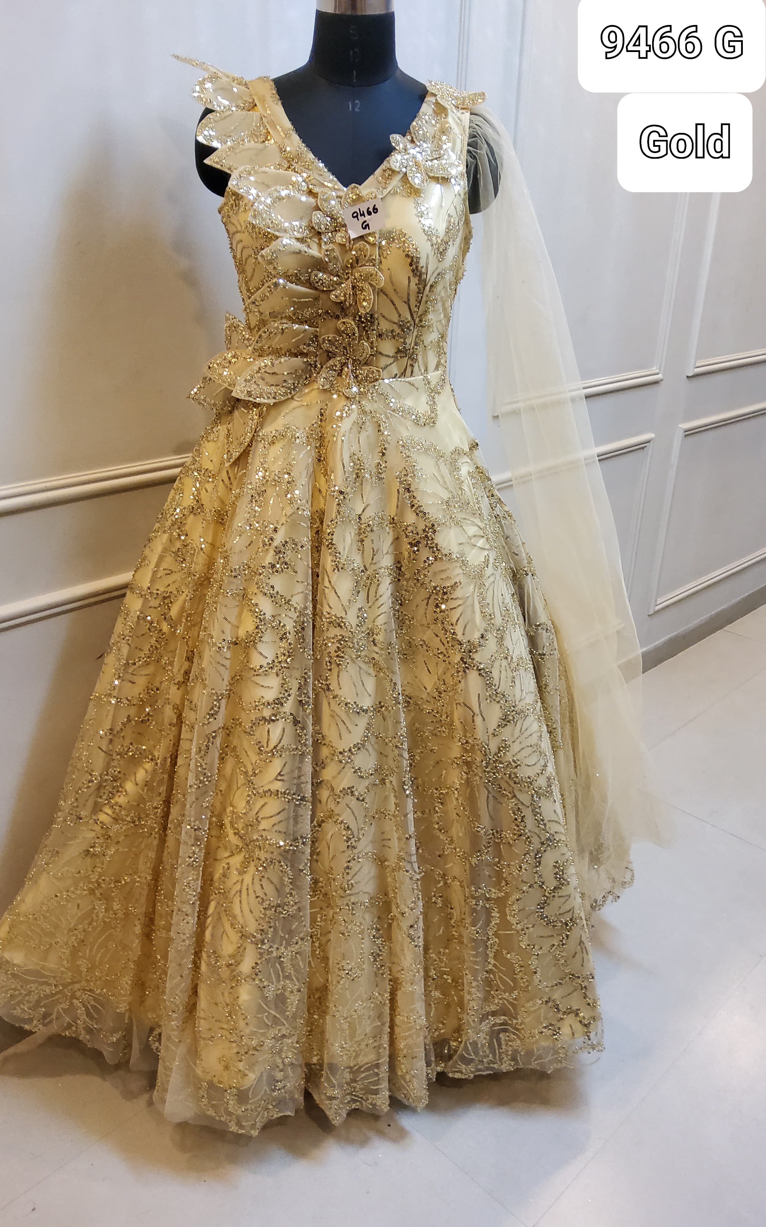 Amazing gold net fancy gown