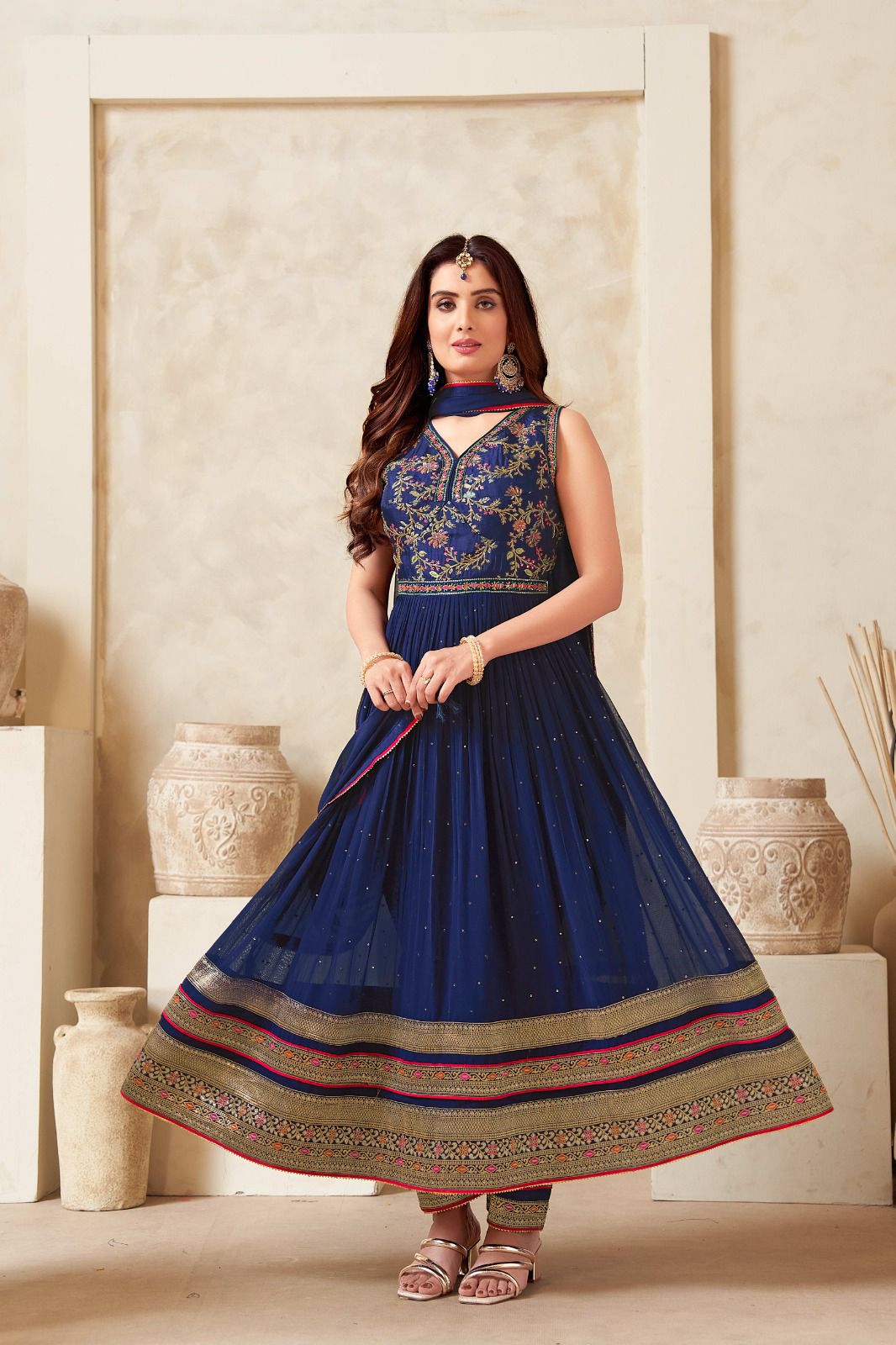 Fabulous navy blue anarkali suit