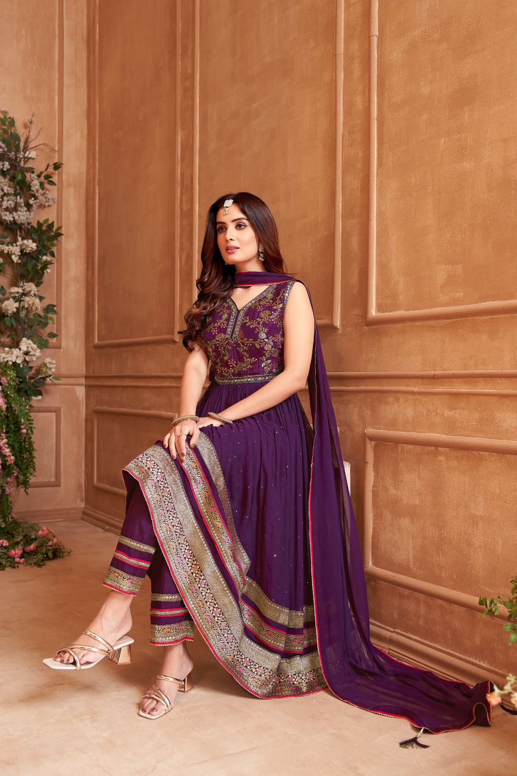 Beautiful violet Anarkali suit