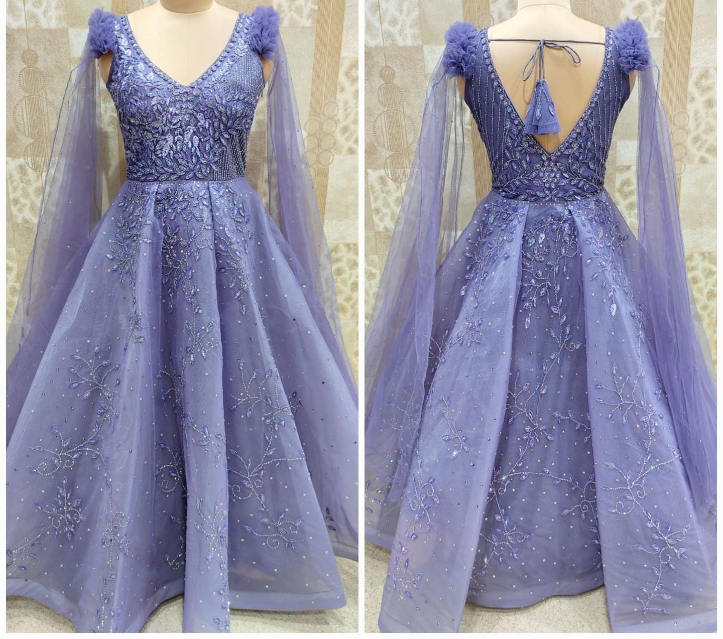 PURPLE MASH NET FANCY GOWN